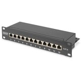 Digitus Cavo patch CAT 6, classe E Patch, schermato, Patch Panel Nero, classe E Patch, schermato, RJ-45, Nero, Acciaio galvanizzato, SECC, Montaggio a rack, 1U, 280 mm