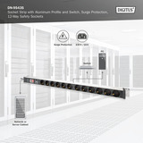 Digitus Multipresa PDU con profilo in alluminio, 12 prese, Ciabatta Nero/alluminio