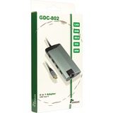 Inter-Tech GDC-802 USB 3.2 Gen 1 (3.1 Gen 1) Type-C 1000 Mbit/s Grigio USB 3.2 Gen 1 (3.1 Gen 1) Type-C, HDMI, RJ-45, MMC, MicroSD (TransFlash), 1000 Mbit/s, 30 Hz, 3840 x 2160