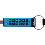 Kingston IronKey Keypad 200C USB-C da 32 GB, FIPS 140-3 livello 3 AES-256, Chiavetta USB FIPS 140-3 livello 3 AES-256, 32 GB, USB tipo-C, 3.2 Gen 1 (3.1 Gen 1), 145 MB/s, Sleeve, Blu