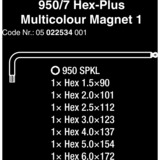 Wera 950/7 Hex-Plus Multicolour Magnet 1 set di chiavi a brugola, 7 pezzi, Cacciavite 