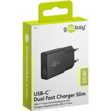 goobay Caricatore rapido duale USB-C PD GaN Slim 30 W, Caricabatterie Nero