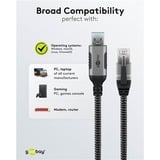 goobay Cavo Ethernet USB-A 3.2 Gen1 connettore > connettore RJ-45, Scheda di rete Nero/Argento