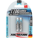 Ansmann 1x2 NiMH 1100 mAh Micro / AAA / HR03 Mini Stilo AAA Nichel-Metallo Idruro (NiMH) argento, Mini Stilo AAA, Nichel-Metallo Idruro (NiMH), 10.5 x 44.5