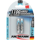 Ansmann 1x2 NiMH 1100 mAh Micro / AAA / HR03 Mini Stilo AAA Nichel-Metallo Idruro (NiMH), Batteria argento, Mini Stilo AAA, Nichel-Metallo Idruro (NiMH), 10.5 x 44.5