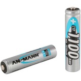 Ansmann 1x2 NiMH 1100 mAh Micro / AAA / HR03 Mini Stilo AAA Nichel-Metallo Idruro (NiMH), Batteria argento, Mini Stilo AAA, Nichel-Metallo Idruro (NiMH), 10.5 x 44.5
