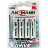 Ansmann Extreme Lithium AA Mignon Batteria monouso Litio argento, Batteria monouso, Litio, 4 pz, 10 anno/i, Argento, -40 - 60 °C