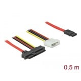DeLOCK 82219 cavo Serial Attached SCSI (SAS) 0,5 m 12 Gbit/s Rosso, Adattatore 0,5 m, SATA 7pin, SAS SFF-8482 + 4pin, Dritto, Dritto, 12 Gbit/s