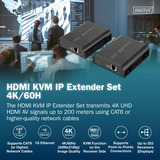 Digitus Set extender HDMI KVM IP, Switch KVM Nero