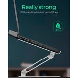 ICY BOX IB-NH300 Supporto per computer portatile Argento 43,2 cm (17"), Stand grigio, Supporto per computer portatile, Argento, Alluminio, Silicone, 43,2 cm (17"), 3 kg, 15 cm