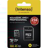 Intenso UHS-I Professional 256 GB microSDXC, Scheda di memoria Nero
