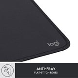 Logitech Mouse Pad Studio Series Grafite Nero, Grafite, Monocromatico, Nylon, Poliestere, Gomma, Barra appoggiaferro antiscivolo