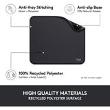 Logitech Mouse Pad Studio Series Grafite, Tappetino per mouse Nero, Grafite, Monocromatico, Nylon, Poliestere, Gomma, Barra appoggiaferro antiscivolo