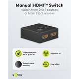 goobay Selettore HDMI manuale 2 a 1 (4K @ 30Hz), Switch HDMI Nero