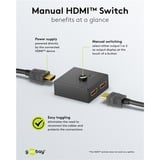 goobay Selettore HDMI manuale 2 a 1 (4K @ 30Hz), Switch HDMI Nero