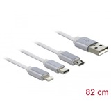 DeLOCK 85850 cavo USB 0,98 m USB 2.0 USB A USB C/Micro-USB B/Lightning Argento, Bianco bianco/Argento, 0,98 m, USB A, USB C/Micro-USB B/Lightning, USB 2.0, Argento, Bianco