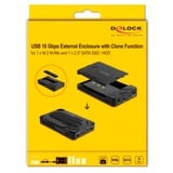 DeLOCK Custodia USB Type-C per 1 x M.2 NVMe SSD + 1 x 2,5″ SATA SSD / HDD, Disk enclosure Nero