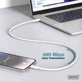 Digitus Cavo di collegamento in silicone USB 2.0 USB-A > USB-C bianco