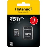 Intenso 3403470 memoria flash 16 GB MicroSDHC Classe 4 16 GB, MicroSDHC, Classe 4, 20 MB/s, 5 MB/s, Antipolvere, Antigraffio