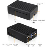 Inter-Tech Custodia in alluminio Raspberry ODS-739, Housing Nero