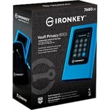 Kingston IronKey 7680GB Vault Privacy 80 XTS-AES 256-bit SSD esterno crittografato, Disco a stato solido blu/Nero, 7,68 TB, USB tipo-C, 3.2 Gen 1 (3.1 Gen 1), 230 MB/s, Protezione della password, Blu
