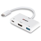 Lindy 43340 adattatore grafico USB 3840 x 2160 Pixel Bianco, Hub USB bianco, 3840 x 2160 Pixel