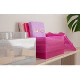 Room Copenhagen Mattoncino di stoccaggio LEGO 4 con coperchio superiore glitter, Scatola di immagazzinaggio fucsia/trasparente