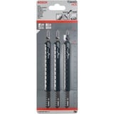 Bosch 2 608 637 944 lama per sega a gattuccio, sega a traforo e sega universale Lama per seghetto alternativo Acciaio al carbonio (HCS) 3 pz Lama per seghetto alternativo, Truciolare, Pannello in fibra, Legno dolce, Paniforte, Acciaio al carbonio (HCS), Grigio, 4 mm, 10 cm