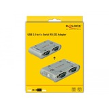 DeLOCK 4 Port USB 2.0 Serial Hub Argento argento, Argento, Windows 2000/XP/Server 2003/Vista, USB 2.0, Serial