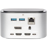 Digitus Docking station USB-C 11 porte con alloggiamento SSD (M.2) argento/Nero, Cablato, USB 3.2 Gen 1 (3.1 Gen 1) Type-C, 100 W, 3,5 mm, 10,100,1000 Mbit/s, Alluminio, Nero