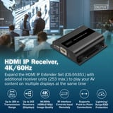 Digitus Ricevitore HDMI IP, 4K/60Hz, Estensione HDMI Nero