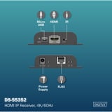 Digitus Ricevitore HDMI IP, 4K/60Hz, Estensione HDMI Nero