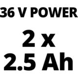 EINHELL GE-CM 36/33 Li (2x2,5Ah) Tagliaerba a spinta Batteria Nero, Rosso, Rasaerba rosso/Nero, 5Ah), Tagliaerba a spinta, 33 cm, 2,5 cm, 6,5 cm, 30 L, 4 ruota(e)
