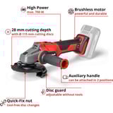 EINHELL Smerigliatrice angolare a batteria professionale AXXIO 18/115 Q, 18Volt rosso/Nero