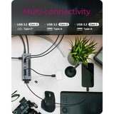 ICY BOX IB-HUB1742CR-C2PD USB 3.2 Gen 2 (3.1 Gen 2) Type-A + Type-C 10000 Mbit/s Nero, Docking station celeste, USB 3.2 Gen 2 (3.1 Gen 2) Type-A + Type-C, USB 3.2 Gen 2 (3.1 Gen 2) Type-A, USB 3.2 Gen 2 (3.1 Gen 2) Type-C, MicroSD (TransFlash), MicroSDHC, MicroSDXC, SD, SDHC, SDXC, 10000 Mbit/s, Nero, Alluminio