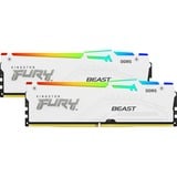 Kingston FURY FURY Beast 64 GB 5600 MT/s DDR5 CL40 DIMM (Kit da 2 moduli) White RGB XMP, Memoria bianco, 64 GB, 2 x 32 GB, DDR5, 288-pin DIMM