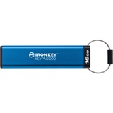 Kingston IronKey Keypad 200 da 16 GB, FIPS 140-3 livello 3 (in fase di approvazione) crittografata AES-256, Chiavetta USB FIPS 140-3 livello 3 (in fase di approvazione) crittografata AES-256, 16 GB, USB tipo A, 3.2 Gen 1 (3.1 Gen 1), 145 MB/s, Sleeve, Blu