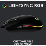 Logitech G203 Lightsync mouse USB tipo A 8000 DPI Nero, USB tipo A, 8000 DPI, 1 ms, Nero