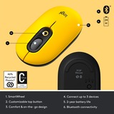 Logitech POP Mouse Wireless con Emoji personalizzabili, Tecnologia SilentTouch, Precisione e Velocità, Design Compatto, Bluetooth, USB, Multidispositivo, Compatibile OS - Blast giallo/Nero, Tecnologia SilentTouch, Precisione e Velocità, Design Compatto, Bluetooth, USB, Multidispositivo, Compatibile OS - Blast, Ambidestro, Ottico, RF senza fili + Bluetooth, 4000 DPI, Giallo