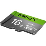 PNY Elite microSD 16 GB, Scheda di memoria grigio/Verde