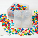 Room Copenhagen LEGO Mattoncino di Stoccaggio 4 Coperchio Superiore Glitter, Scatola di immagazzinaggio trasparente