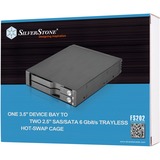 SilverStone SST-FS202B contenitore di unità di archiviazione 2.5" Enclosure HDD/SSD Nero Nero, 2.5", SAS, SATA, SATA, Enclosure HDD/SSD, Nero, Alluminio