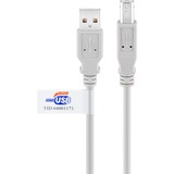 goobay USB AB 500 HiSpeedCert 2.0 5m cavo USB USB A USB B Grigio grigio, 5 m, USB A, USB B, Maschio/Maschio, Grigio