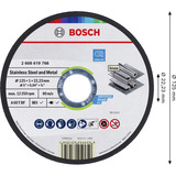 Bosch Disco da taglio per acciaio inossidabile e metallo, Ø 125 mm, 100 pezzi nel secchio, Lama 