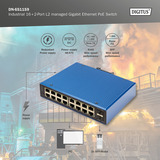 Digitus Gigabit Ethernet PoE industriale gestito L2 16+2 porte, Interruttore 