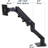 Ergotron HX Series 45-647-224 supporto da tavolo per Tv a schermo piatto 124,5 cm (49") Nero Scrivania Nero, Morsa, 19,1 kg, 124,5 cm (49"), 100 x 100 mm, Regolazione altezza, Nero