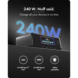 ICY BOX Diamond Charge 2401 caricatore GaN con display LCD-TFT, Caricabatterie Nero