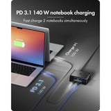 ICY BOX Diamond Charge 2401 caricatore GaN con display LCD-TFT, Caricabatterie Nero