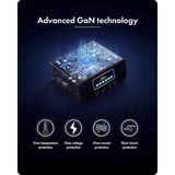 ICY BOX Diamond Charge 2401 caricatore GaN con display LCD-TFT, Caricabatterie Nero