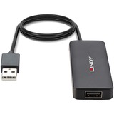 Lindy 42986 hub di interfaccia USB 2.0 480 Mbit/s Nero, Hub USB USB 2.0, USB 2.0, 480 Mbit/s, Nero, Plastica, Cavo tondo